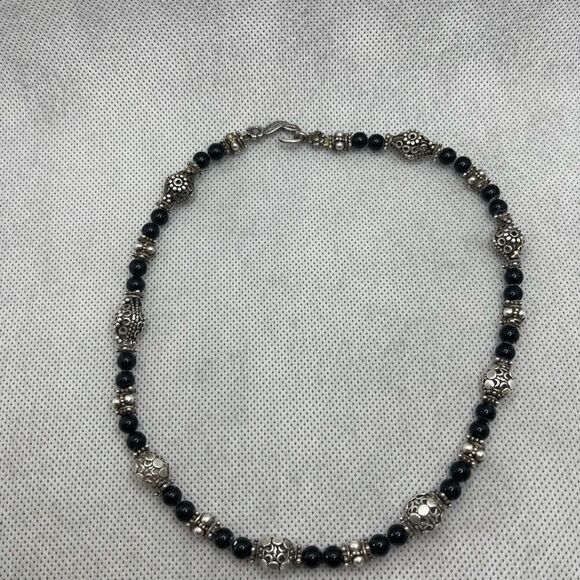 Choker necklace 925 sterling onyx - Picture 4 of 9